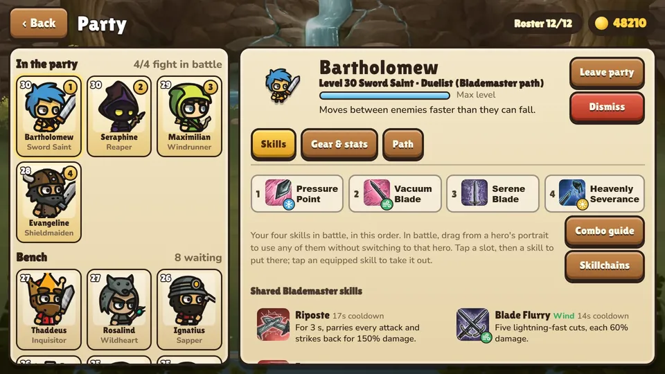 The party screen